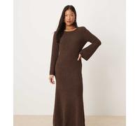 VILA Petite - Vestito maglia lungo morbidissimo e soffice marrone cioccolato 42