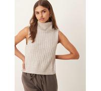 Vila - Smanicato accollato in maglia neutra mélange a coste-Neutro XL