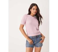 VILA - T-shirt a maniche corte in maglia rosa orchidea testurizzata XL