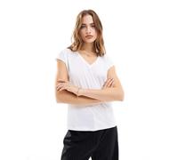 Vila - T-shirt bianca aderente con scollo a V-Bianco M