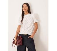 Vila - T-shirt in pizzo sangallo di jersey bianca-Bianco L