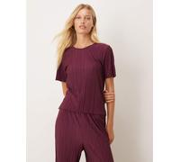 Vila - T-shirt plissé bordeaux in coordinato-Rosso M