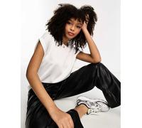 Vila - Top con parte anteriore in raso bianco 40