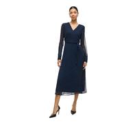 VILA - Vestito midi a maniche lunghe blu navy con scollo a V 42