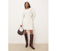 VILA - Vestito corto allacciato in vita in maglia bianco M