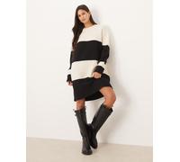 VILA - Vestito corto in maglia colorblock nero e crema S