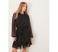 Vila - Vestito corto nero a maniche lunghe con bottoni sul davanti 40