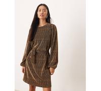 VILA - Vestito corto nero allacciato in vita con laminatura oro XL