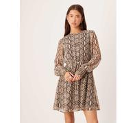 VILA - Vestito corto neutro pitonato a maniche lunghe 38