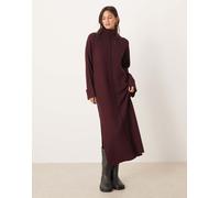 VILA - Vestito lungo accollato in maglia bordeaux-Rosso XS
