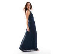 Vila - Vestito lungo da damigella allacciato al collo blu navy 38