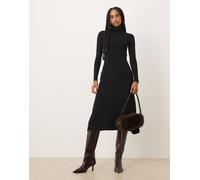 VILA - Vestito lungo dolcevita in maglia nero a coste XS