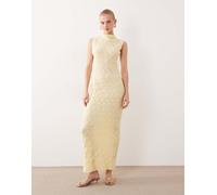 Vila - Vestito lungo in jersey testurizzato giallo pastello XS