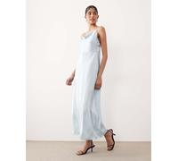 VILA - Vestito lungo in raso azzurro con scollo ad anello-Blu 38