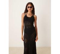 Vila - Vestito lungo premium in maglia all'uncinetto nero M