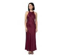 VILA - Vestito al polpaccio in raso bordeaux con scollo a vogatore-Rosso 44