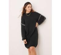 VILA - Vestito maglia corto nero con cuciture a contrasto L