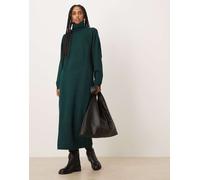 VILA - Vestito midi dolcevita in maglia color verde scuro mélange XL