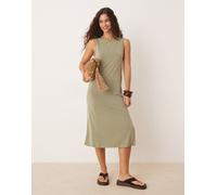 Vila - Vestito midi in jersey verde oliva senza maniche L
