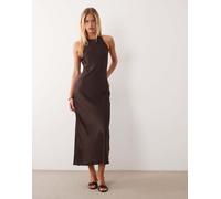 Vila vestito midi in raso racer color marrone cioccolato 40