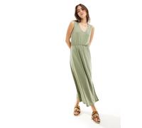 Vila - Vestito midi sinuoso verde con scollo a V XS