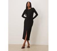 VILA - Vestito midi testurizzato nero con dettaglio intrecciato XS