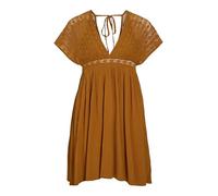 Vila Viamline-Abito Corto con Scollo a V, S/L Vestito, Honey Ginger, 42 Donna