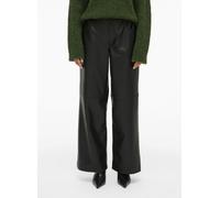 Vila Pantaloni Viannie Rw Coated a fondo ampio in pelle sintetica Nero 36