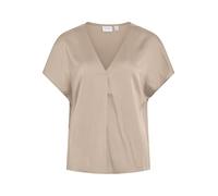 Vila Viellette-Maglietta con Scollo a V, S/S, in Raso Camicia a Maniche Corte, Cemento, 46 Donna
