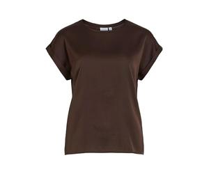 Vila Viellette S/S Satin Top - Noos, Chicco di caffè, 50
