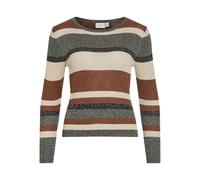 Vila Viember Open O-Neck L/S Glitter Knit Top, Gomma, L Donna