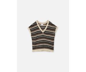 Vila - Viember Rev V-Neck S/S Glitter Knit/Lc Beige - Abbigliamento M Beige