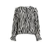 Vila Vifini O-Neck L/S Top-Noos Camicia a Maniche Lunghe, Black/AOP: elino W. White Sand, 48 Donna