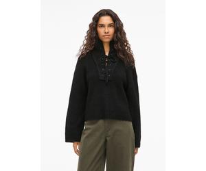 Vila - Vigleeba High Neck L/S Rib Knit Top Nero - Abbigliamento L Nero