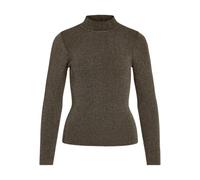 Vila Vijosie - Maglia da Donna con Scollo Alto, L/S, con Glitter, Nero, M