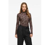 Vila - Vileoa L/S High Neck Top - Noos Marrone - Abbigliamento M Marrone