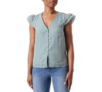 Vila Vimichelle C/S Button Top/KA Camicia a Maniche Corte, Green Milieu, 46 Donna