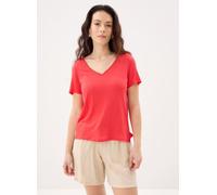 T-shirt in jersey, collo effetto lucido Rosa L Tinta unita