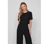 Vila - VIPLISA O-NECK S/S TOP - NOOS Nero - Abbigliamento M Nero
