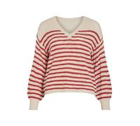 Vila Vipoca Rev V-Neck L/S Stripe Knit Top/R, Betulla, L Donna