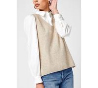 Vila - Viril Knit Rib V-Neck SL Vest - Noos Beige - Abbigliamento S Beige