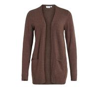 Vila Viril Open L/S Knit Cardigan-Noos Maglione, Cioccolato sfumato. Dettagli: mélange Scuro, S Donna