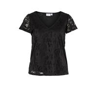 Vila Vistasia S/S V-Neck Top/KA, Nero, XL