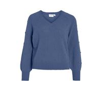 Vila Vituli L/S V-Neck Gliter Knit Top/Pb, Azzurro, S Donna