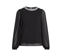 Vila Viwilly L/S O-Neck Top/KA Camicia a Maniche Lunghe, Nero/Dettaglio: Argento Sequins, 46 Donna