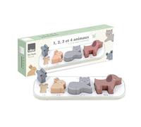 VILAC - 1, 2, 3 e 4 animali - Sarah Betz - Giocattolo prima età - 1 supporto in legno +10 pezzi in legno da incasso - Giochi di risveglio per bambini in legno - Giocattolo per bambini dai 18 mesi