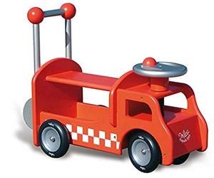 Vilac 1013 - Camion dei Pompieri da Spingere e Cavalcare, con Trombetta e Vano Portaoggetti