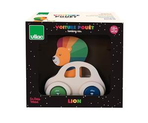 Vilac - Auto pouet Leone - Andy Westface - Giocattolo prima età - 1 auto in legno con clacson integrato - Giochi di risveglio per bambini in legno - Giocattolo per bambini dai 18 mesi - 7426Y