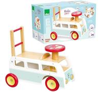 Vilac Campervan Walker 2 in 1 in legno, con scomparto nascosto, giocattolo cavalcabile, adatto per bambini dai 12 mesi in su
