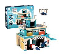 VILAC - Garage Vintage - Auto e Garage in Legno - 1 Garage in Legno + 1 Auto in Legno - Giochi di risveglio per bambini in Legno - Giocattolo per bambini dai 3 anni - 2351
